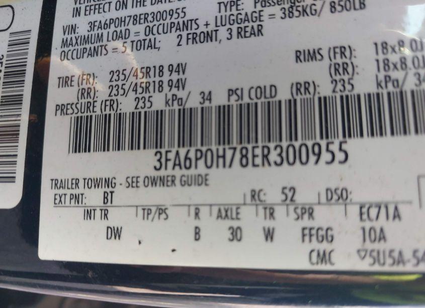 Photo 9 of 2014 Ford Fusion SE (VIN 3FA6P0H78ER300955)