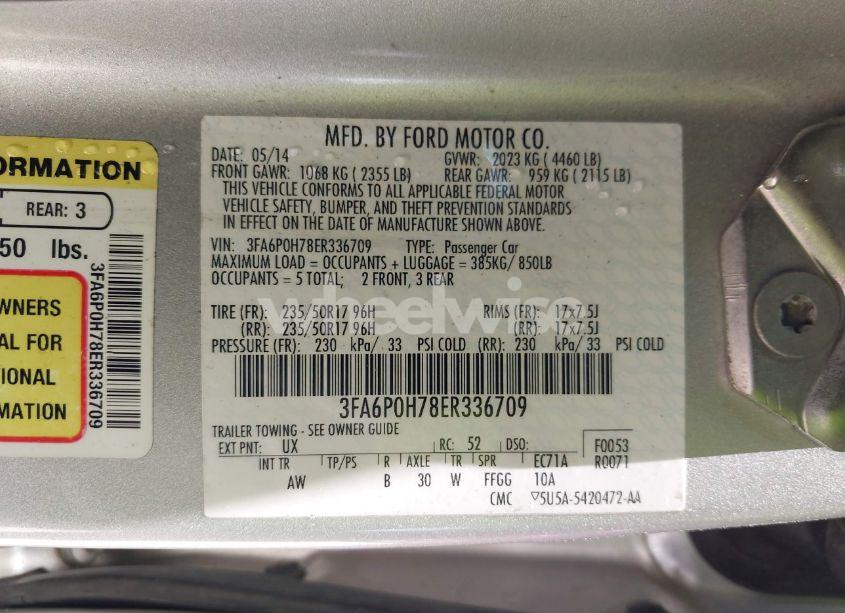 Photo 9 of 2014 Ford Fusion SE (VIN 3FA6P0H78ER336709)