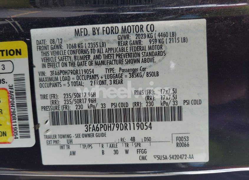 Photo 9 of 2013 Ford Fusion SE (VIN 3FA6P0H79DR119054)
