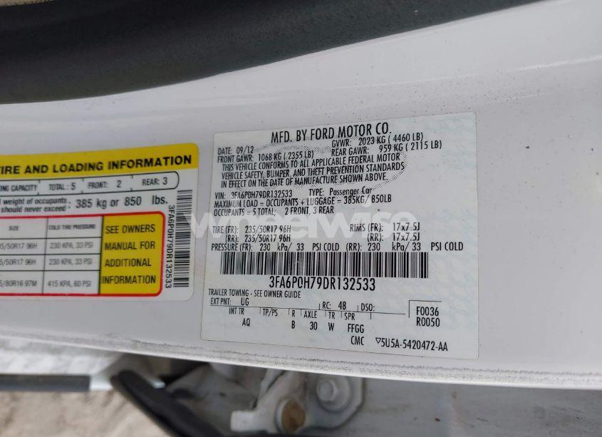 Photo 9 of 2013 Ford Fusion SE (VIN 3FA6P0H79DR132533)