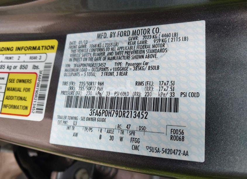 Photo 9 of 2013 Ford Fusion SE (VIN 3FA6P0H79DR213452)