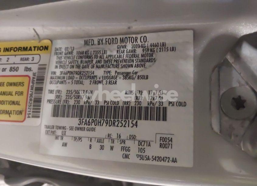 Photo 9 of 2013 Ford Fusion SE (VIN 3FA6P0H79DR252154)