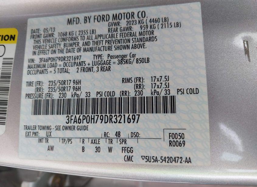 Photo 9 of 2013 Ford Fusion SE (VIN 3FA6P0H79DR321697)