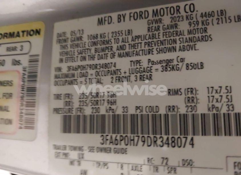 Photo 9 of 2013 Ford Fusion SE (VIN 3FA6P0H79DR348074)