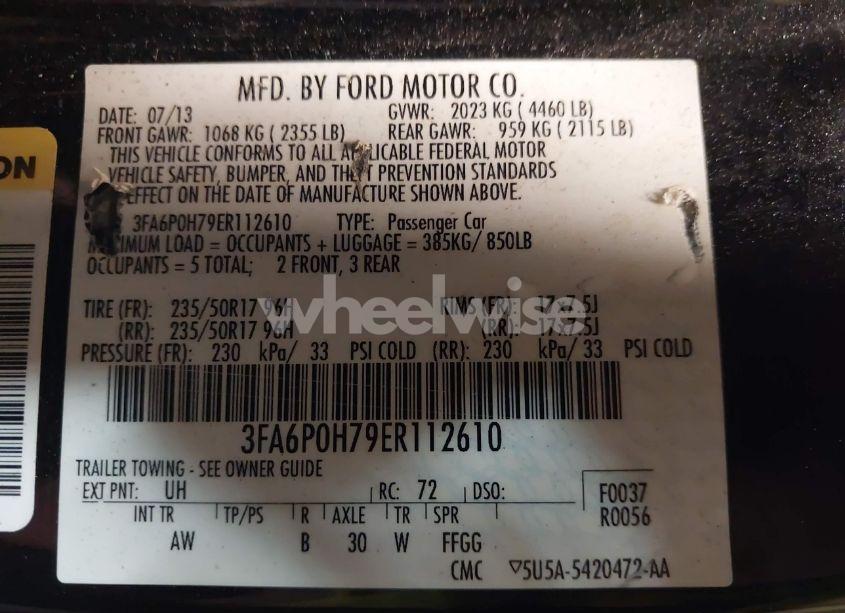 Photo 9 of 2014 Ford Fusion SE (VIN 3FA6P0H79ER112610)