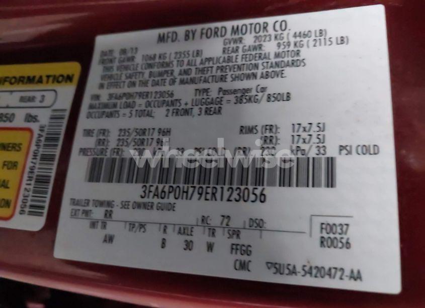 Photo 9 of 2014 Ford Fusion SE (VIN 3FA6P0H79ER123056)