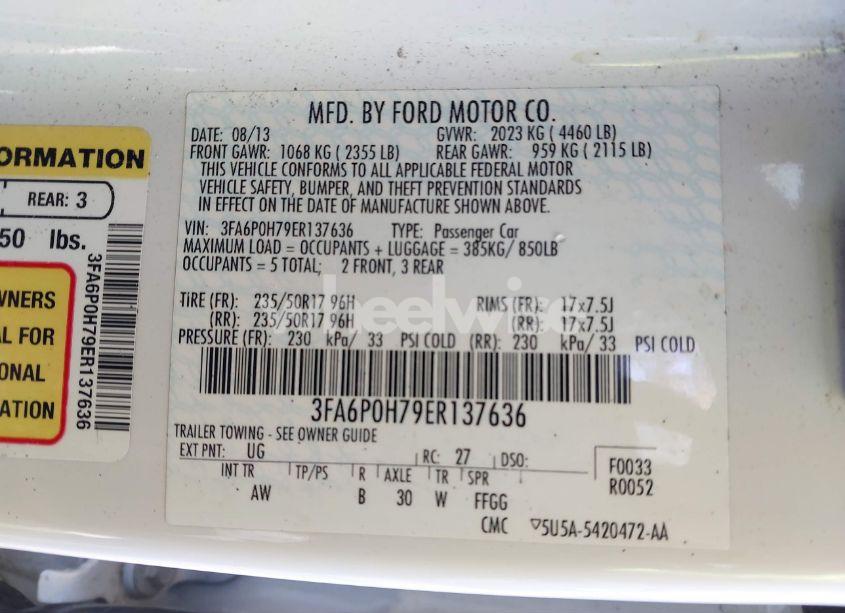 Photo 9 of 2014 Ford Fusion SE (VIN 3FA6P0H79ER137636)