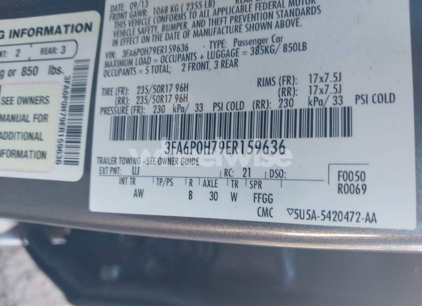 Photo 9 of 2014 Ford Fusion SE (VIN 3FA6P0H79ER159636)