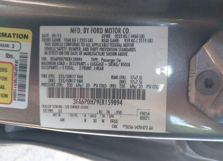 Photo 9 of 2014 Ford Fusion SE (VIN 3FA6P0H79ER159894)