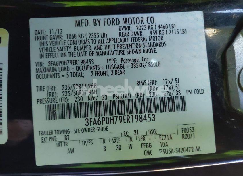 Photo 9 of 2014 Ford Fusion SE (VIN 3FA6P0H79ER198453)