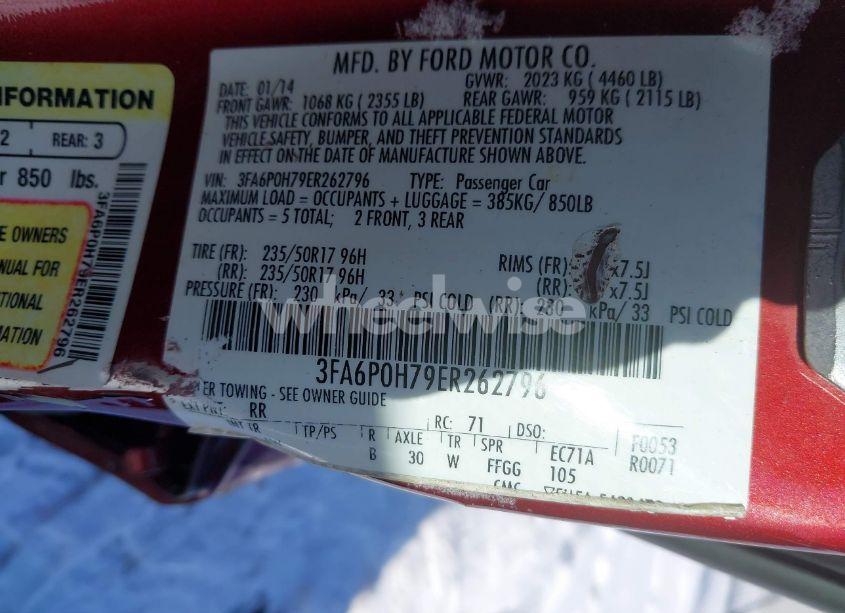 Photo 9 of 2014 Ford Fusion SE (VIN 3FA6P0H79ER262796)
