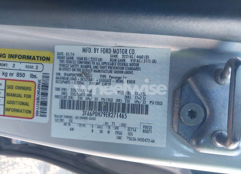 Photo 9 of 2014 Ford Fusion SE (VIN 3FA6P0H79ER271465)