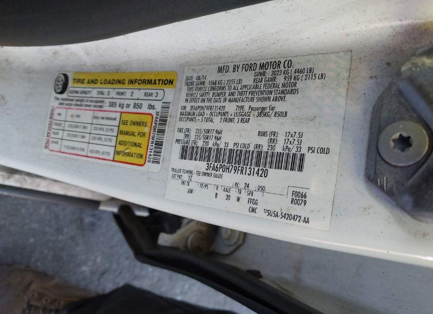 Photo 9 of 2015 Ford Fusion SE (VIN 3FA6P0H79FR131420)