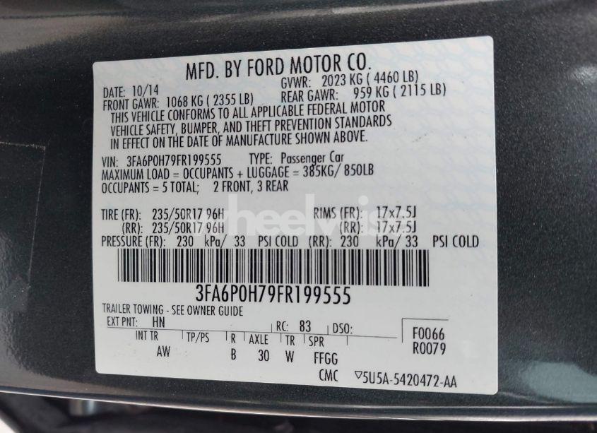 Photo 9 of 2015 Ford Fusion SE (VIN 3FA6P0H79FR199555)