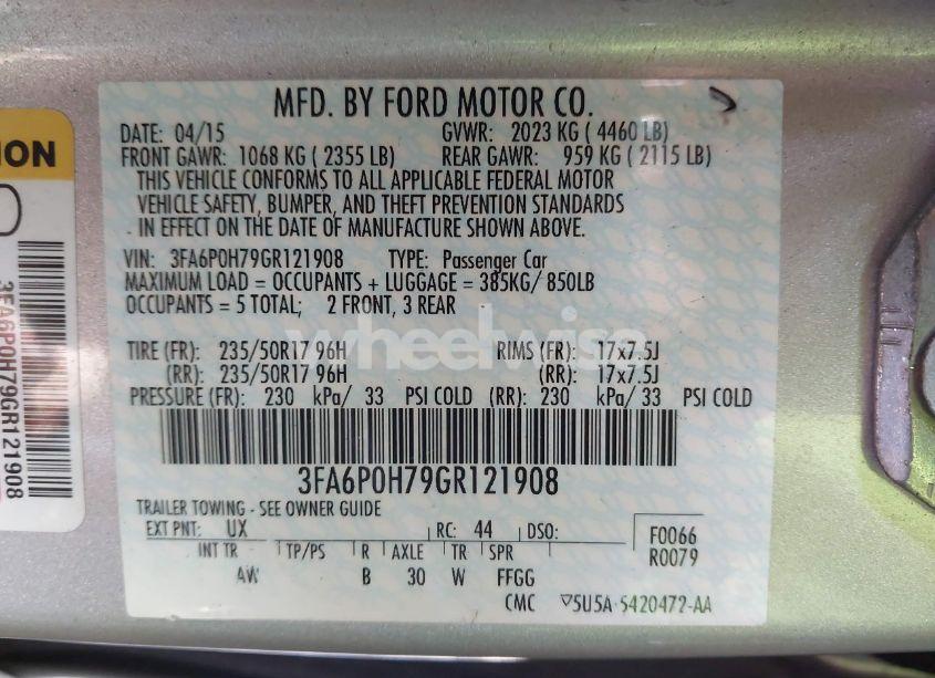 Photo 9 of 2016 Ford Fusion SE (VIN 3FA6P0H79GR121908)