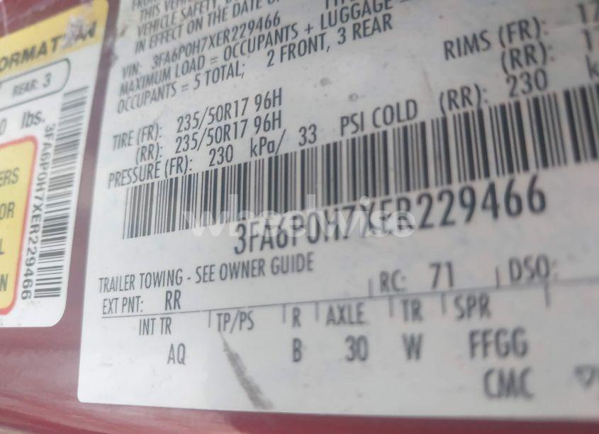 Photo 9 of 2014 Ford Fusion SE (VIN 3FA6P0H7XER229466)