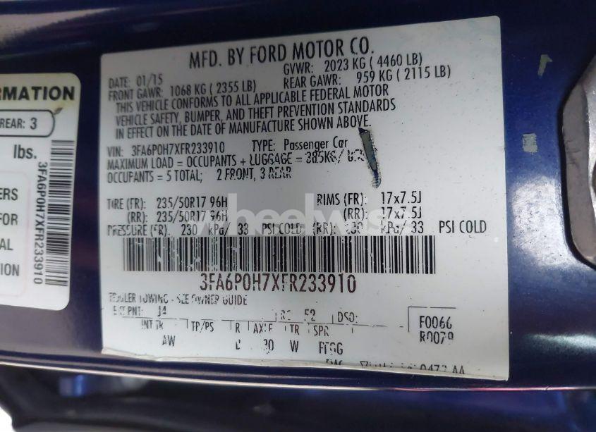 Photo 9 of 2015 Ford Fusion SE (VIN 3FA6P0H7XFR233910)