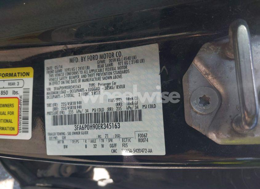 Photo 9 of 2014 Ford Fusion SE (VIN 3FA6P0H90ER345163)