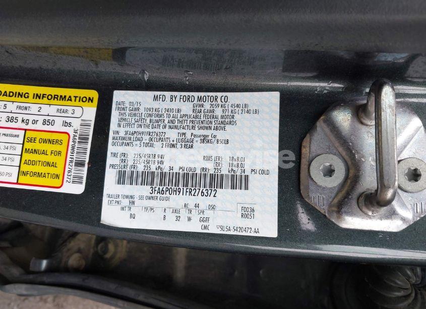 Photo 9 of 2015 Ford Fusion SE (VIN 3FA6P0H91FR276372)