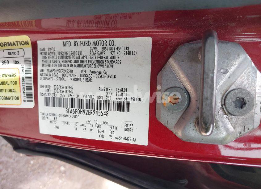 Photo 9 of 2014 Ford Fusion SE (VIN 3FA6P0H92ER245548)