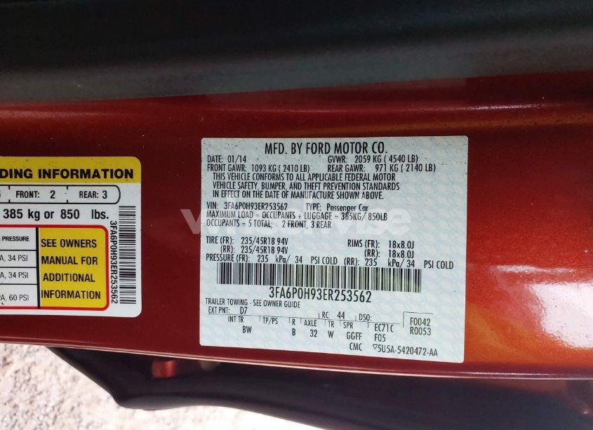 Photo 9 of 2014 Ford Fusion SE (VIN 3FA6P0H93ER253562)