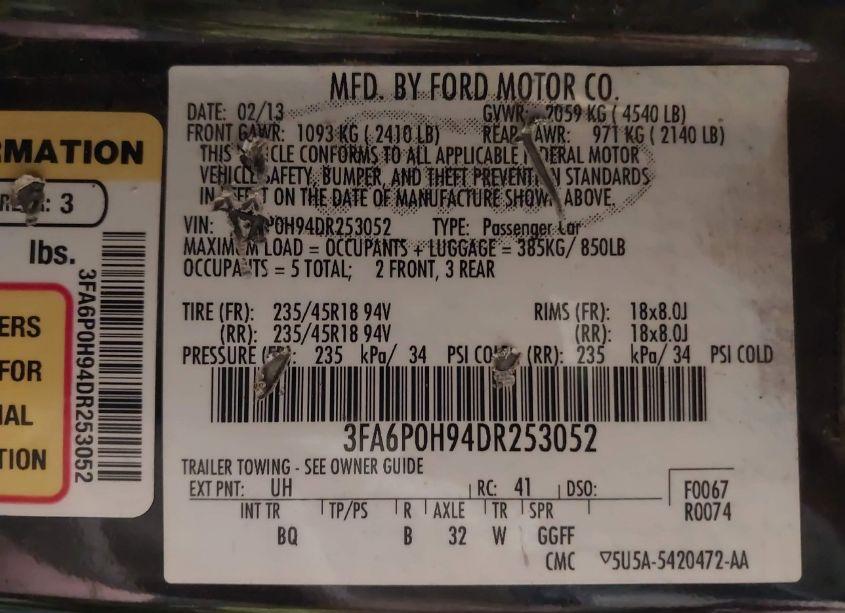 Photo 9 of 2013 Ford Fusion SE (VIN 3FA6P0H94DR253052)