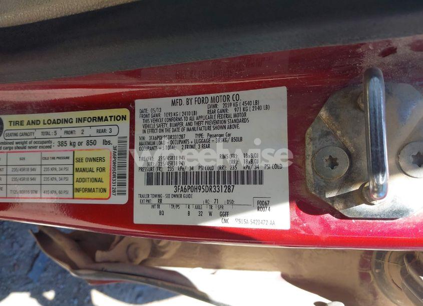 Photo 9 of 2013 Ford Fusion SE (VIN 3FA6P0H95DR331287)