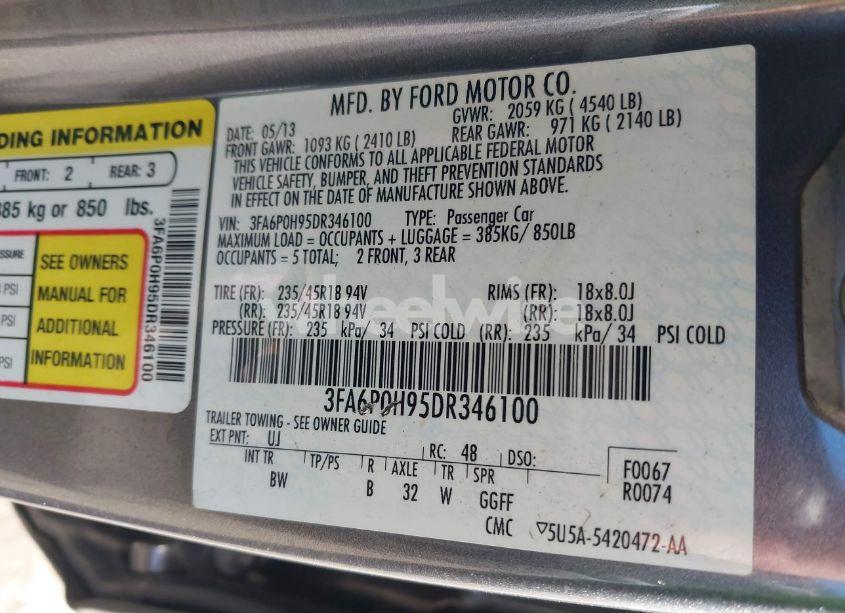 Photo 9 of 2013 Ford Fusion SE (VIN 3FA6P0H95DR346100)