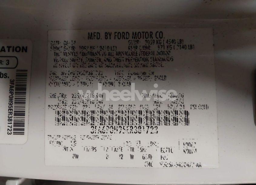 Photo 9 of 2014 Ford Fusion SE (VIN 3FA6P0H95ER381723)