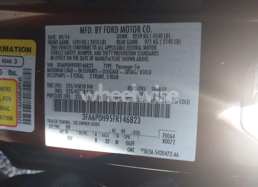 Photo 9 of 2015 Ford Fusion SE (VIN 3FA6P0H95FR146823)