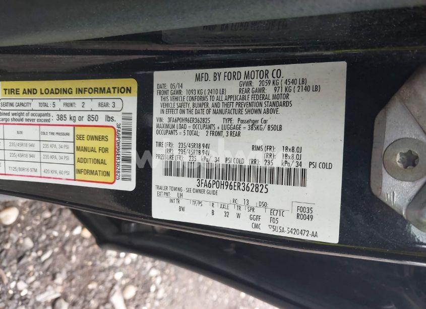 Photo 9 of 2014 Ford Fusion SE (VIN 3FA6P0H96ER362825)