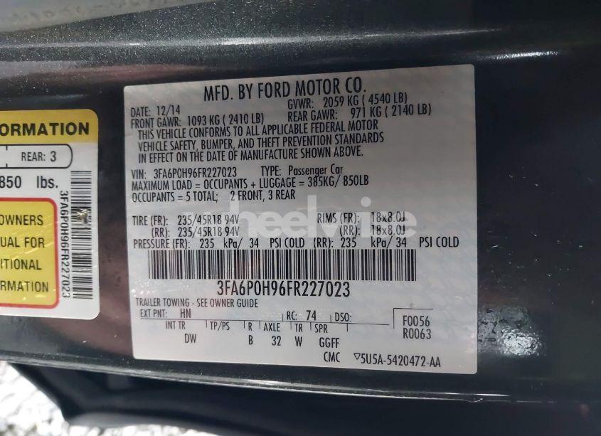 Photo 9 of 2015 Ford Fusion SE (VIN 3FA6P0H96FR227023)