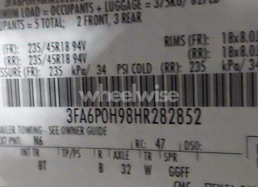 Photo 9 of 2017 Ford Fusion SE (VIN 3FA6P0H98HR282852)