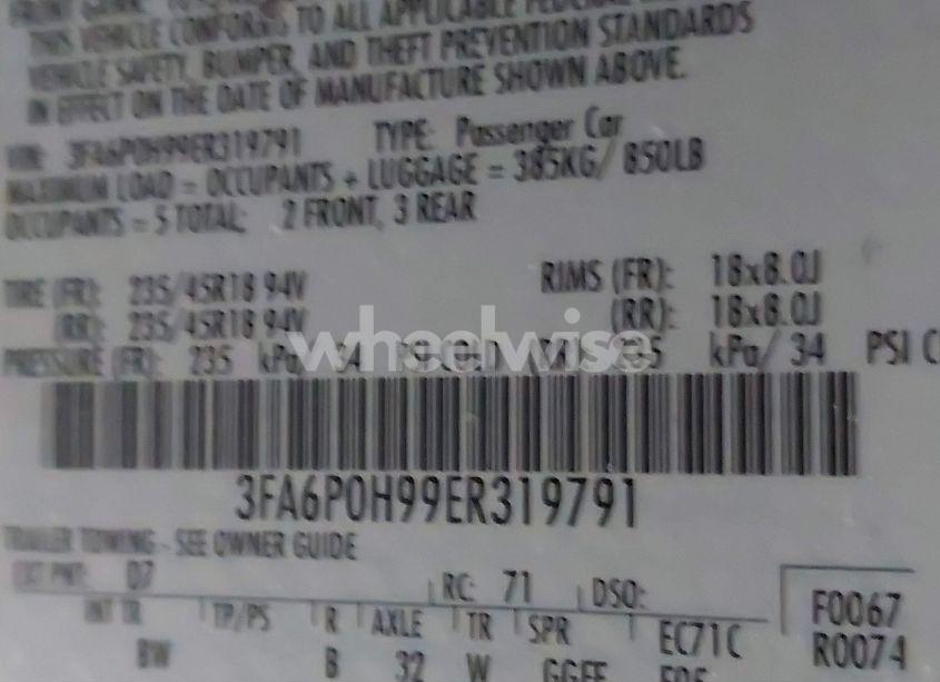 Photo 9 of 2014 Ford Fusion SE (VIN 3FA6P0H99ER319791)