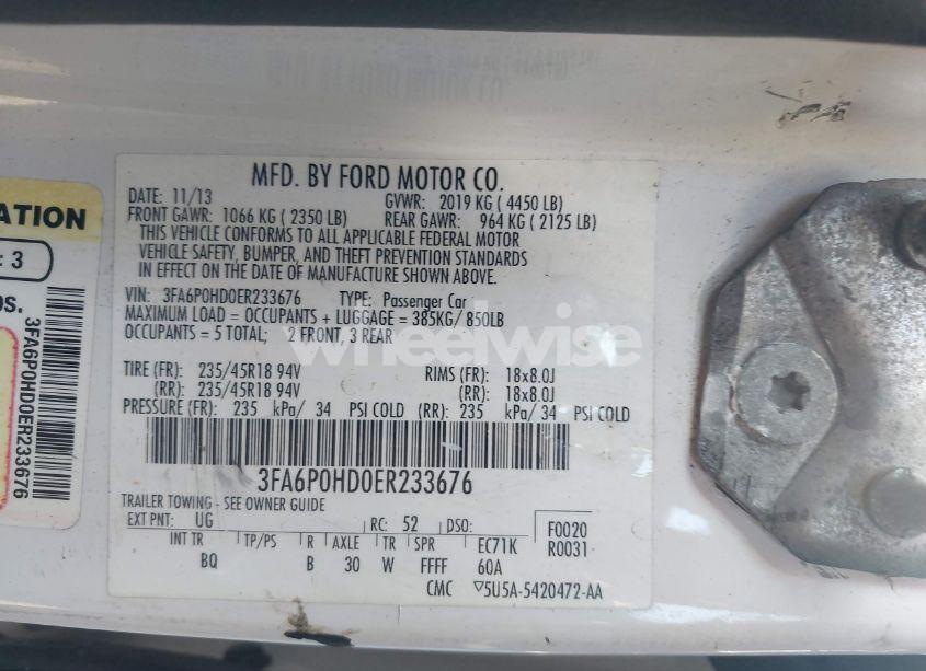 Photo 9 of 2014 Ford Fusion SE (VIN 3FA6P0HD0ER233676)