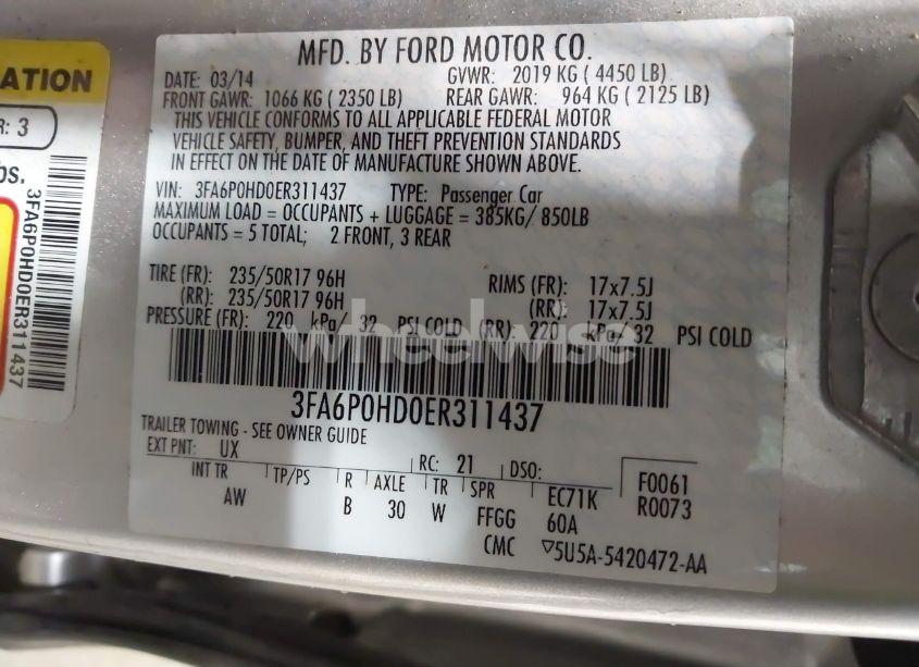 Photo 9 of 2014 Ford Fusion SE (VIN 3FA6P0HD0ER311437)