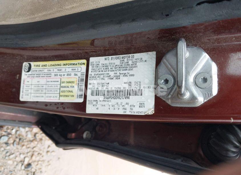 Photo 9 of 2015 Ford Fusion SE (VIN 3FA6P0HD0FR217494)