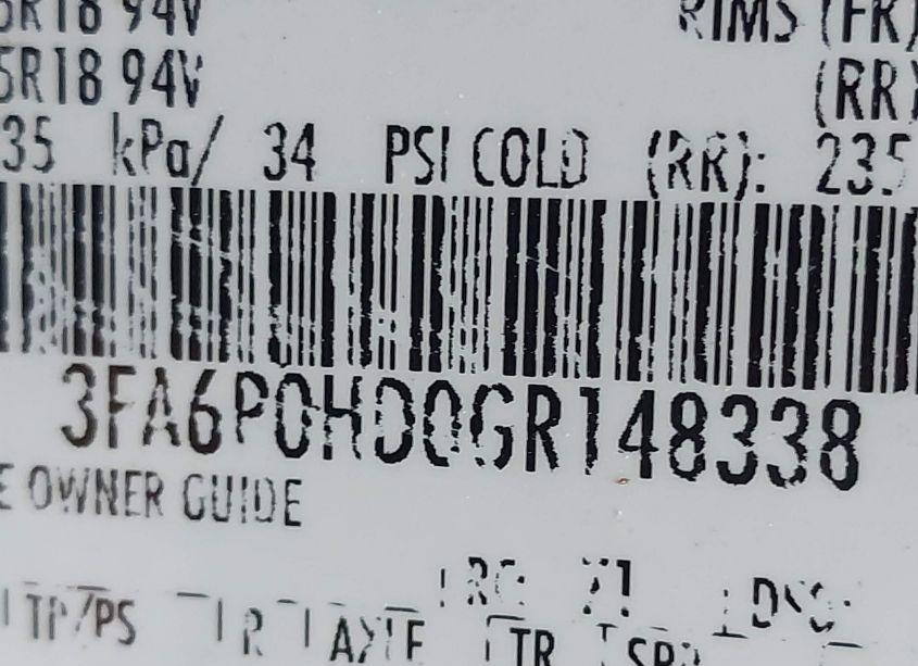 Photo 9 of 2016 Ford Fusion SE (VIN 3FA6P0HD0GR148338)