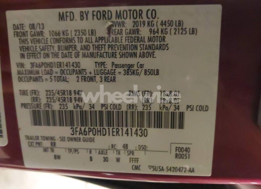 Photo 9 of 2014 Ford Fusion SE (VIN 3FA6P0HD1ER141430)