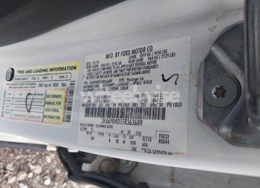 Photo 9 of 2014 Ford Fusion SE (VIN 3FA6P0HD1ER363689)