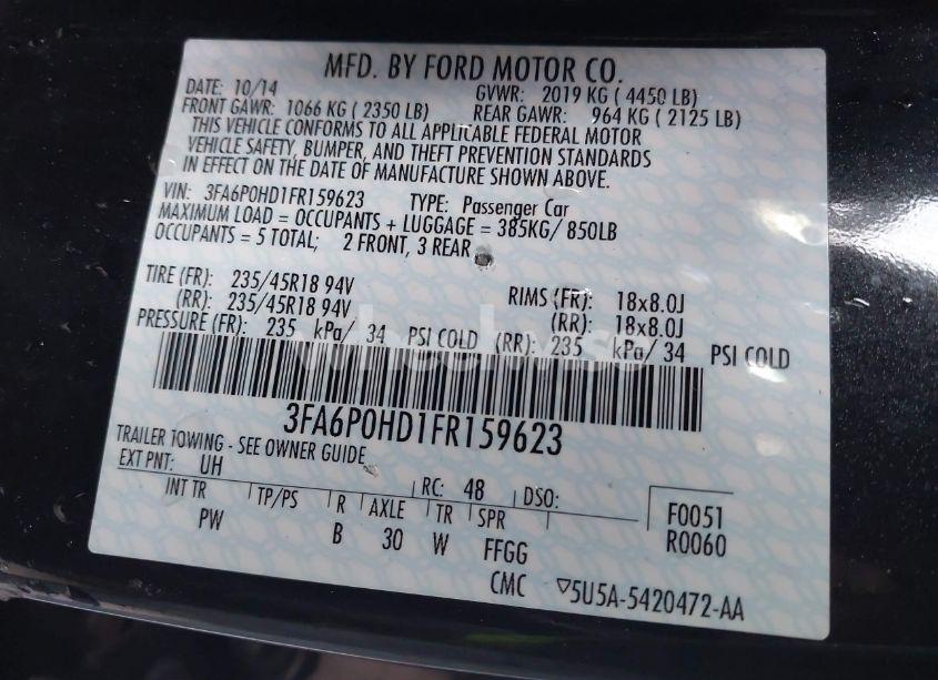 Photo 9 of 2015 Ford Fusion SE (VIN 3FA6P0HD1FR159623)