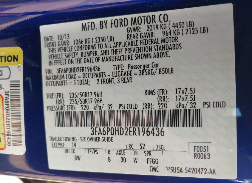 Photo 9 of 2014 Ford Fusion SE (VIN 3FA6P0HD2ER196436)