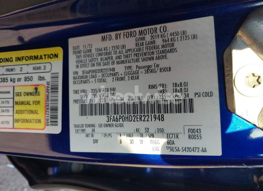 Photo 9 of 2014 Ford Fusion SE (VIN 3FA6P0HD2ER221948)