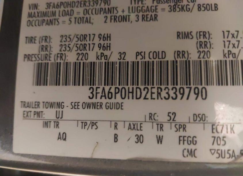 Photo 9 of 2014 Ford Fusion SE (VIN 3FA6P0HD2ER339790)