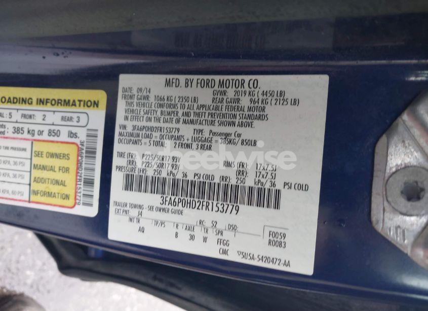 Photo 9 of 2015 Ford Fusion SE (VIN 3FA6P0HD2FR153779)