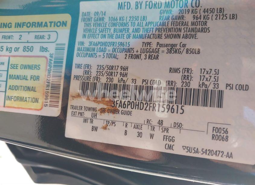 Photo 9 of 2015 Ford Fusion SE (VIN 3FA6P0HD2FR159615)