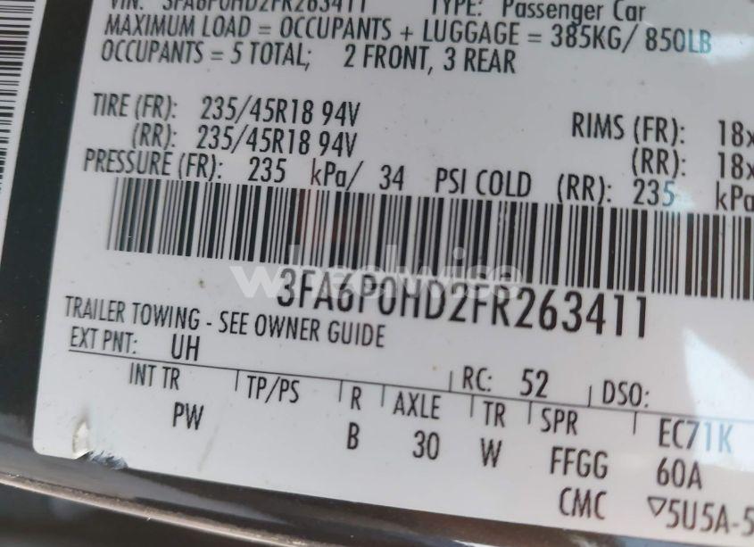 Photo 9 of 2015 Ford Fusion SE (VIN 3FA6P0HD2FR263411)