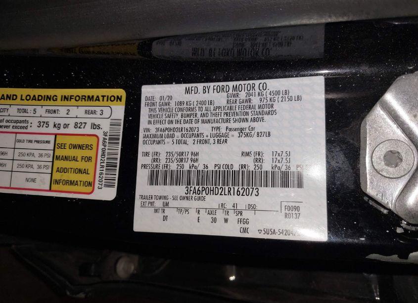 Photo 9 of 2020 Ford Fusion SE (VIN 3FA6P0HD2LR162073)