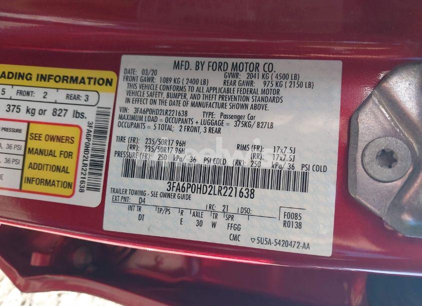 Photo 9 of 2020 Ford Fusion SE (VIN 3FA6P0HD2LR221638)