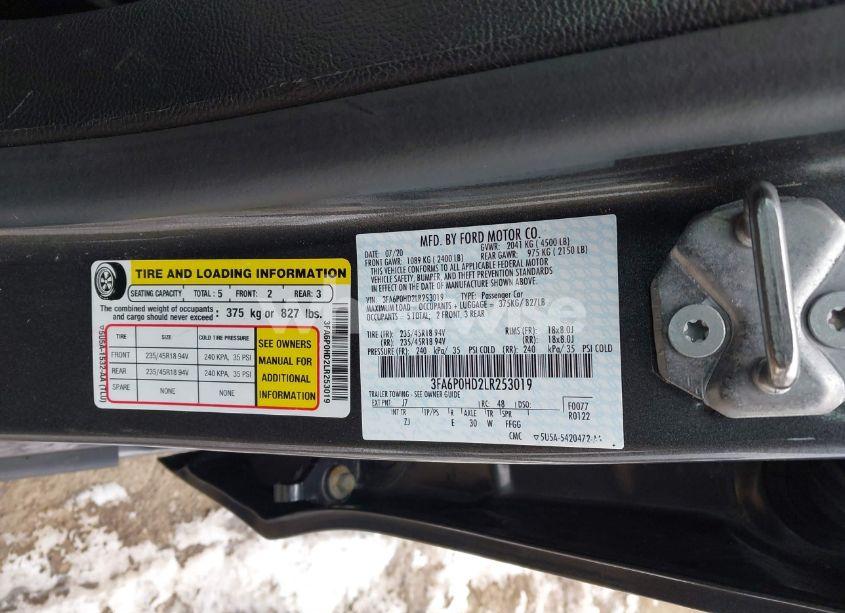 Photo 9 of 2020 Ford Fusion SE (VIN 3FA6P0HD2LR253019)